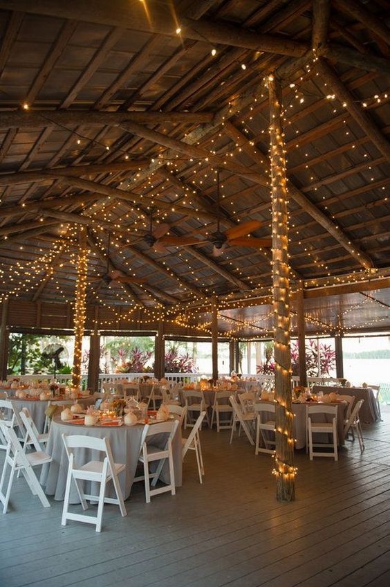 Rustic String Bistro Lights Wedding Decor Ideas 19
