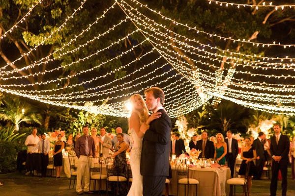 Rustic String Bistro Lights Wedding Decor Ideas 51