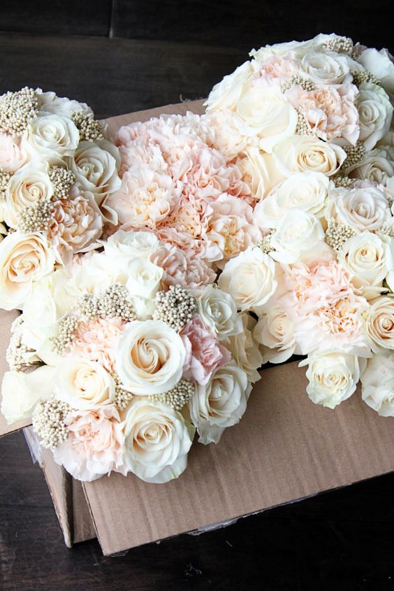 blush colored wedding flowers bouquet