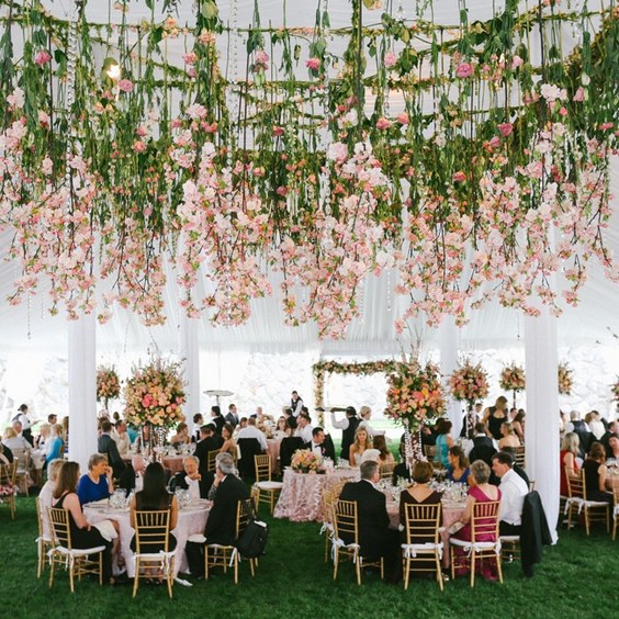 hanging flowers wedding decor