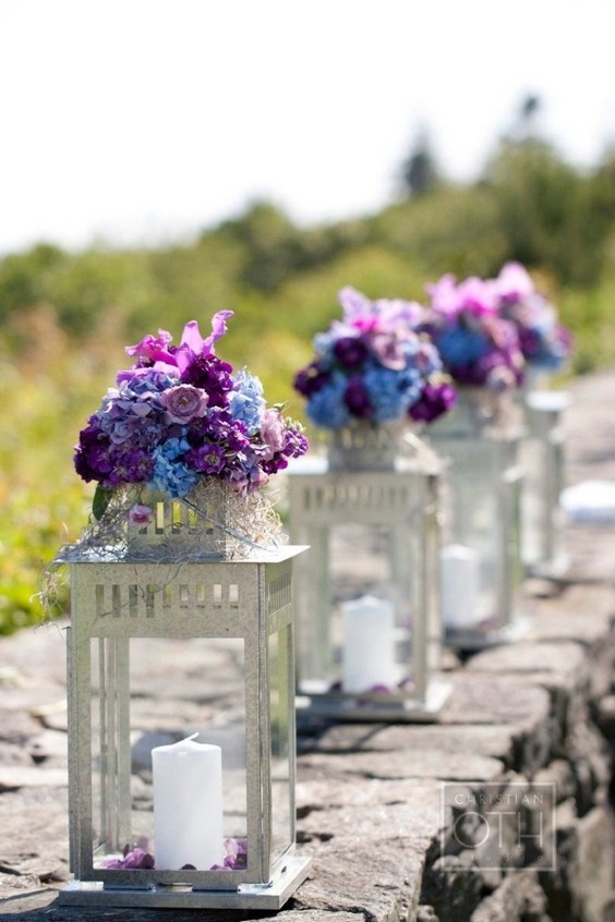 lantern centerpieces with flowers