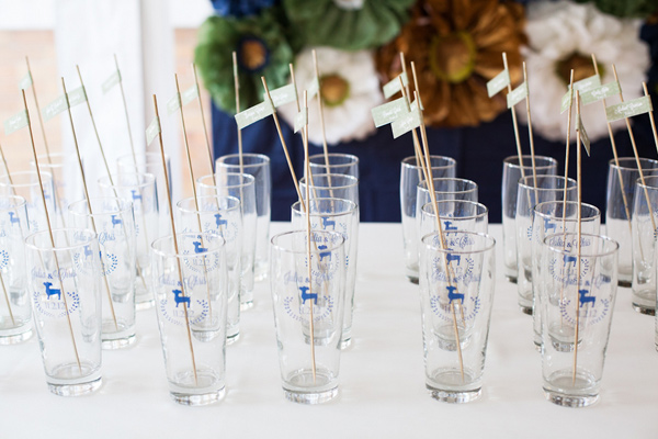 navy and gold wedding favors