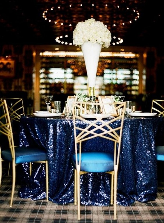 navy glitter wedding table cloth
