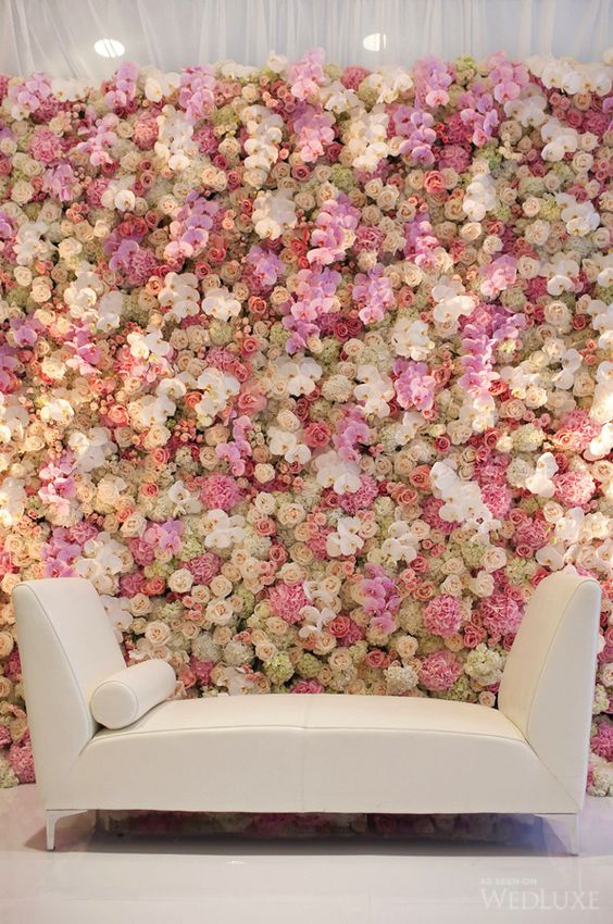 pink flowers wedding backdrop