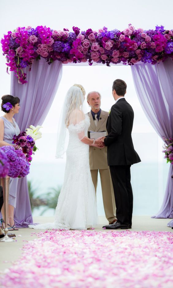 purple beach wedding arch