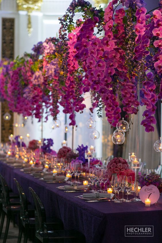 purple orchid wedding centerpieces