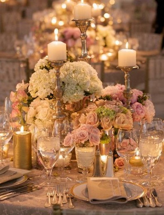 romantic vintage reception wedding flowers