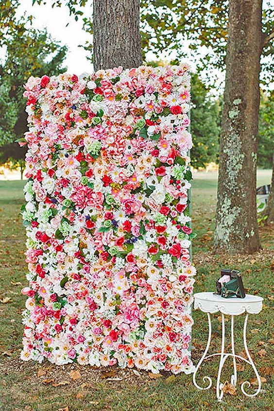wedding venue flower backdrop ideas via a muse photography