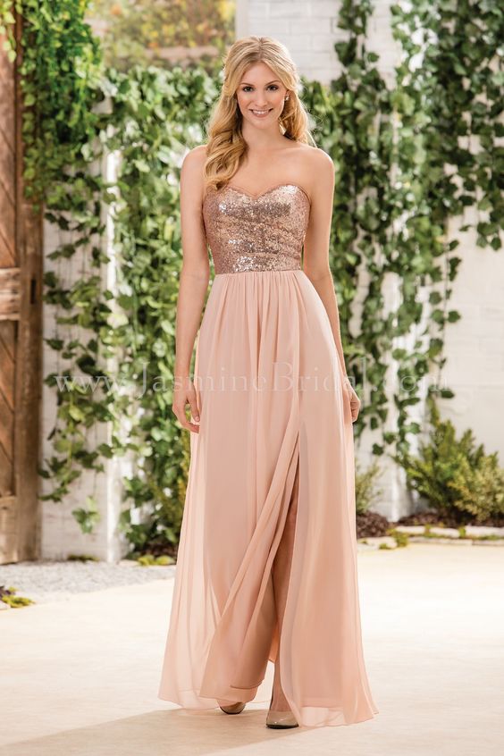 jasmine bridal bridesmaid dress b2 style b183064 in rose gold