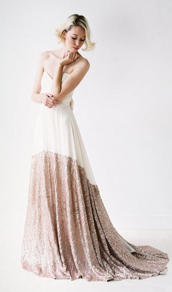 rose gold dipped wedding gown