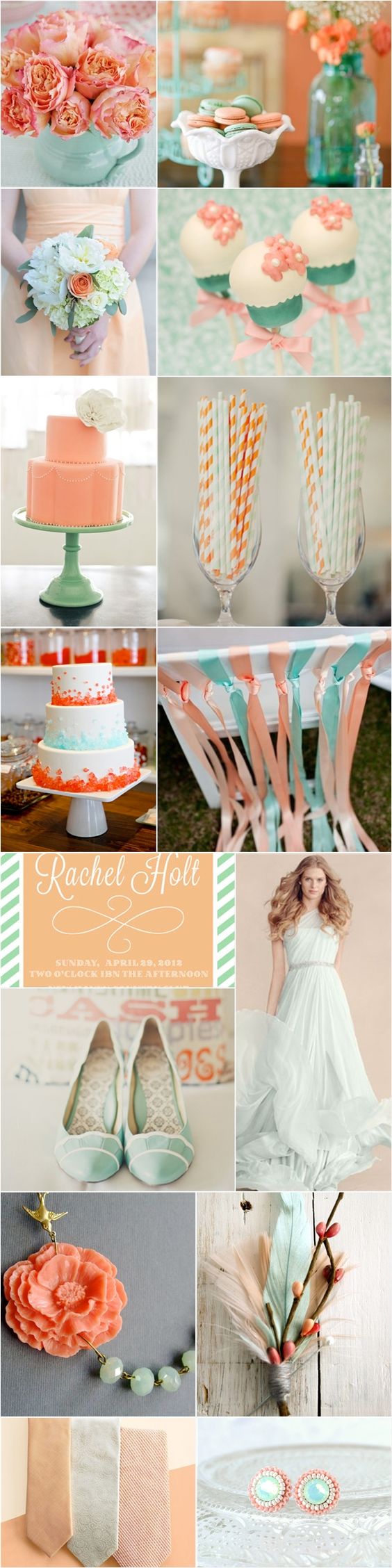 mint green peach wedding color ideas