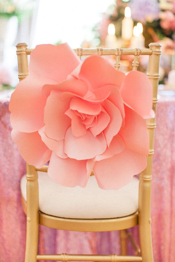 paper roses wedding chair decor