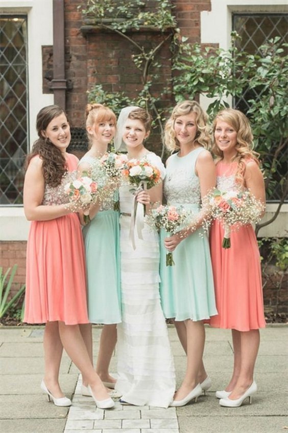 peach and mint bridesmaid dresses