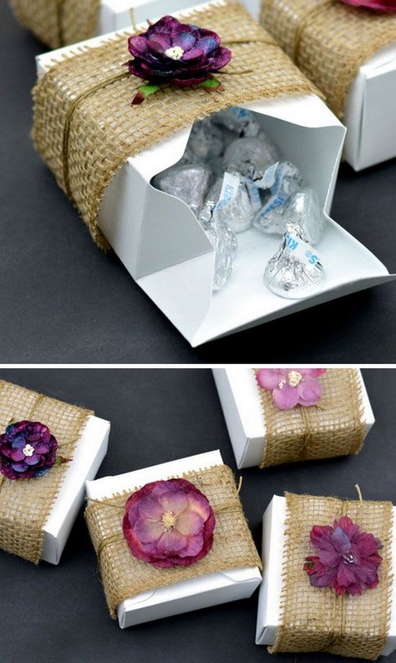 Burlap & Floral Rustic DIY Gift Boxes