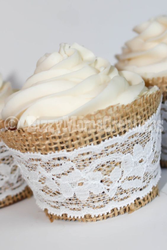 Real Lace Real Burlap cupcake wrapper lace