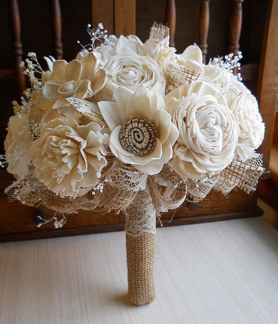 Rustic Shabby Chic Burlap Wedding Bouquet