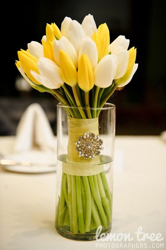 White and Yellow Tulip Bouquet