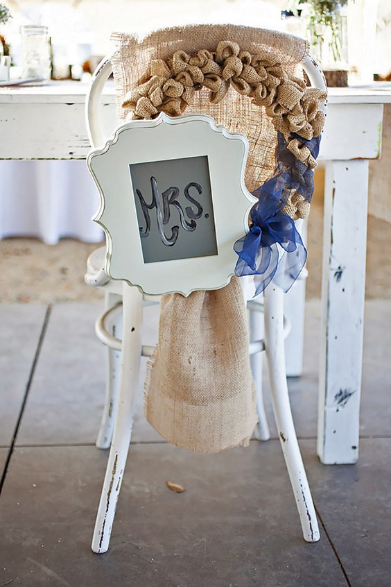 burlap country wedding chair decor ideas via audra starr photography