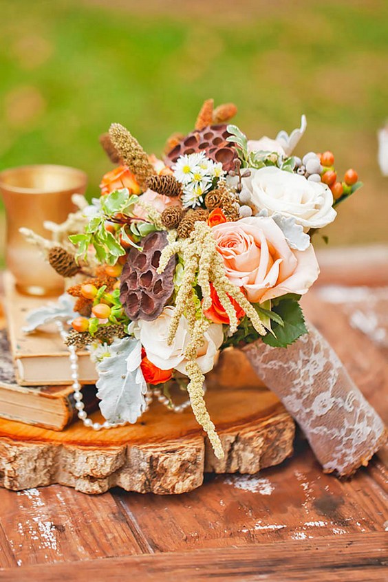 rustic fall wedding burlap wedding bouquet