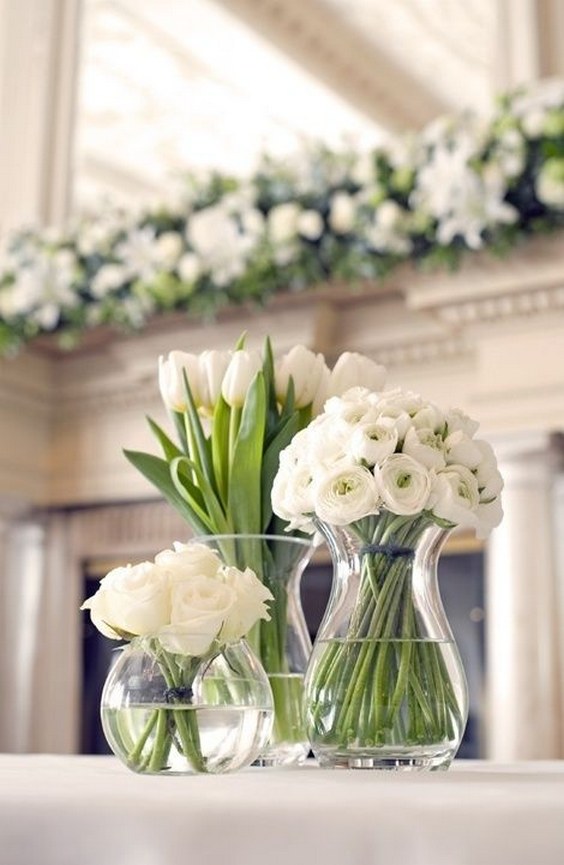 white flowers wedding centerpiece for spring wedding