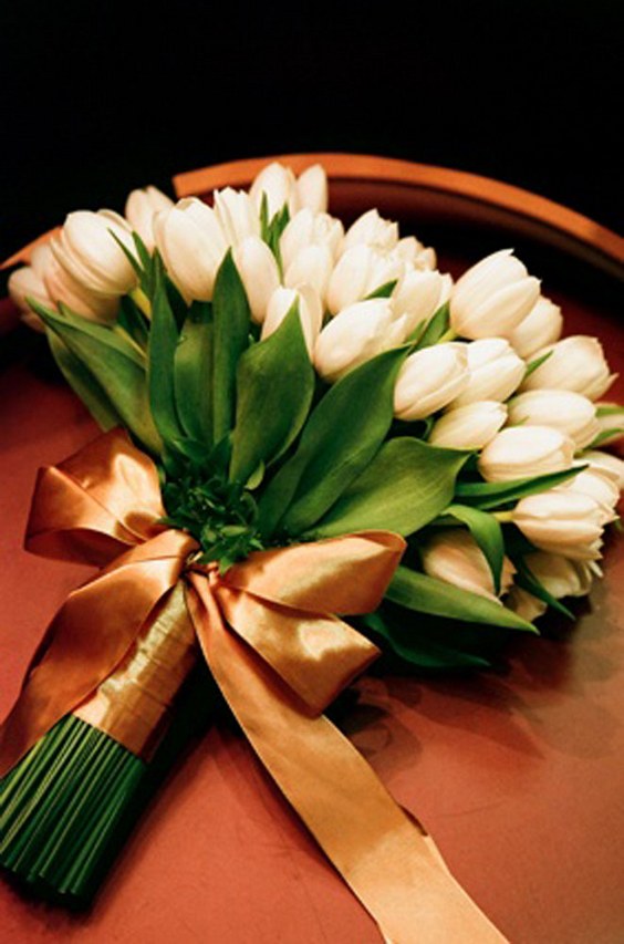 white tulips wedding bouquet