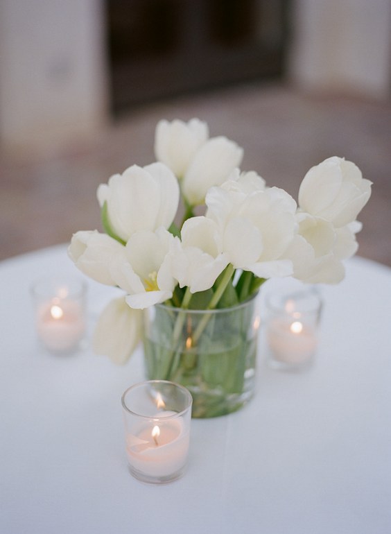 white tulips wedding centerpiece