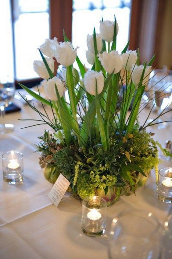white tulips wedding centerpieces