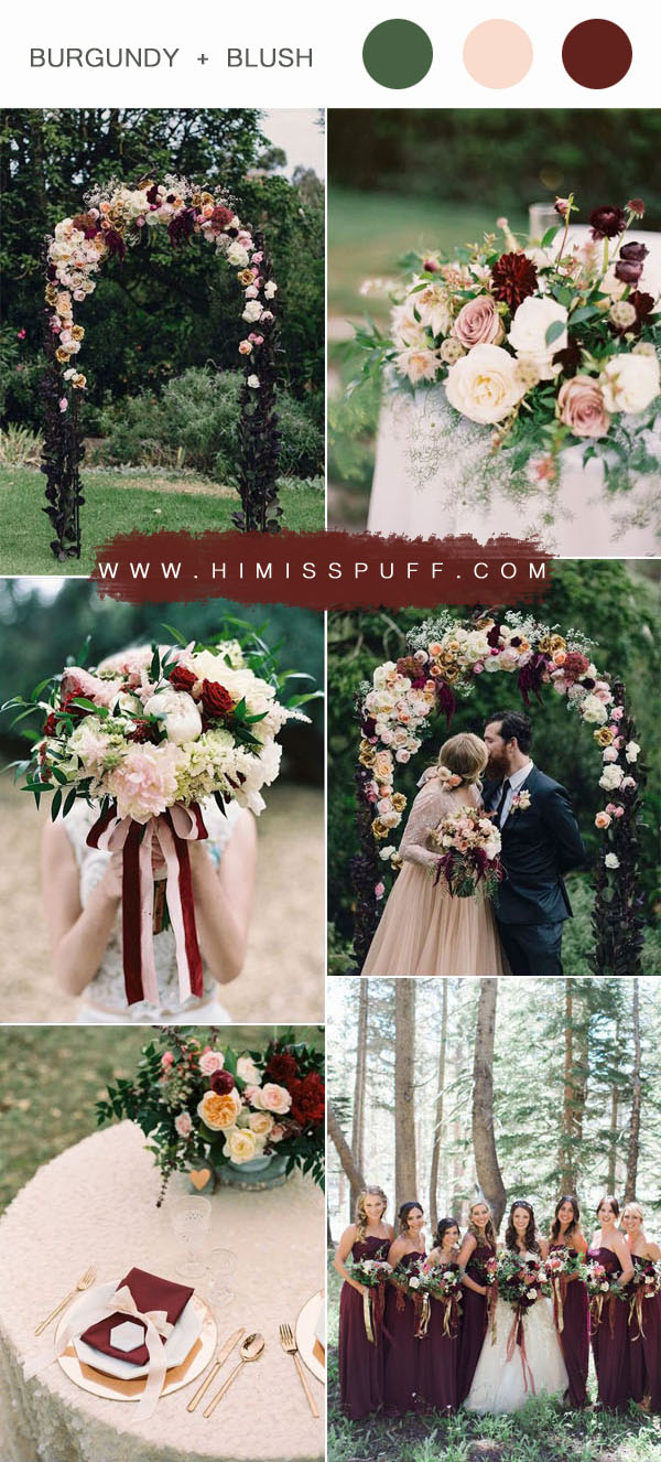 burgundy and blush fall and autumn wedding colors ideas