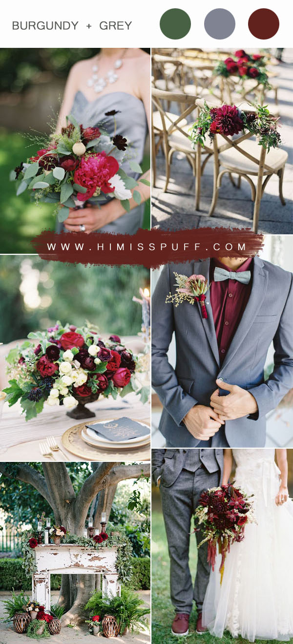 burgundy and grey spring and summer wedding colors inspiration