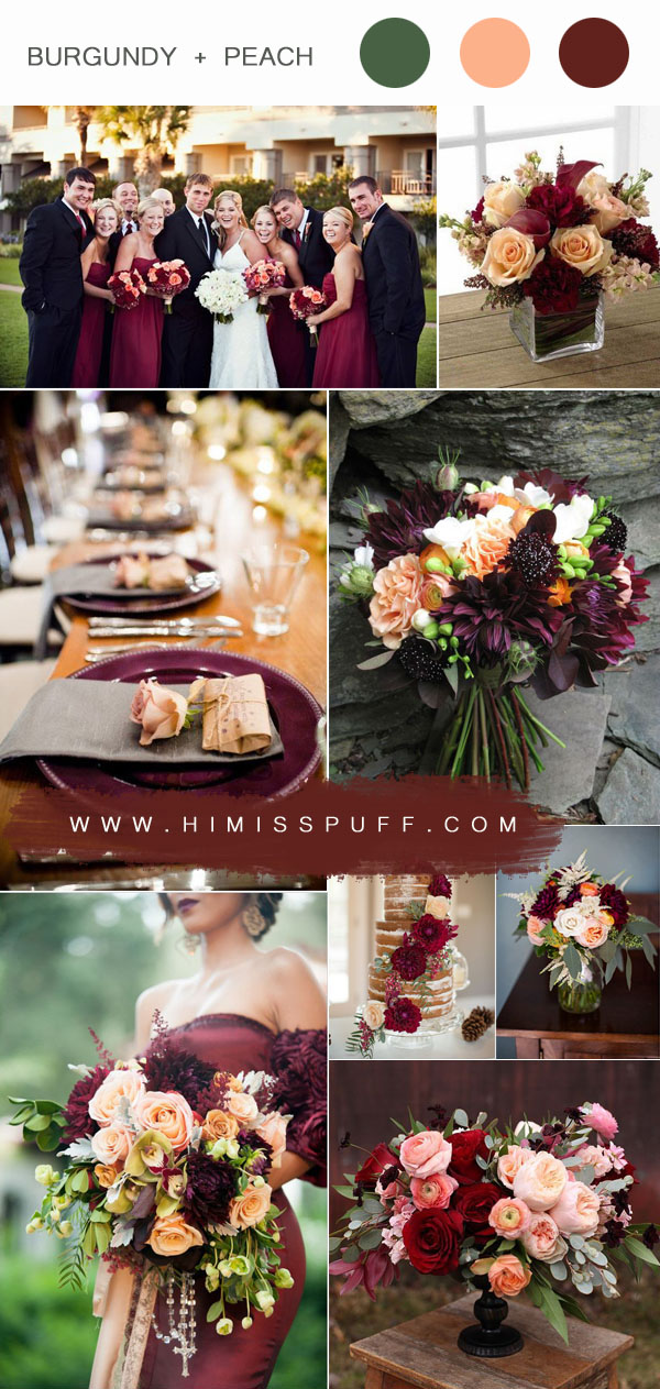 burgundy and peach rustic fall wedding colors ideas