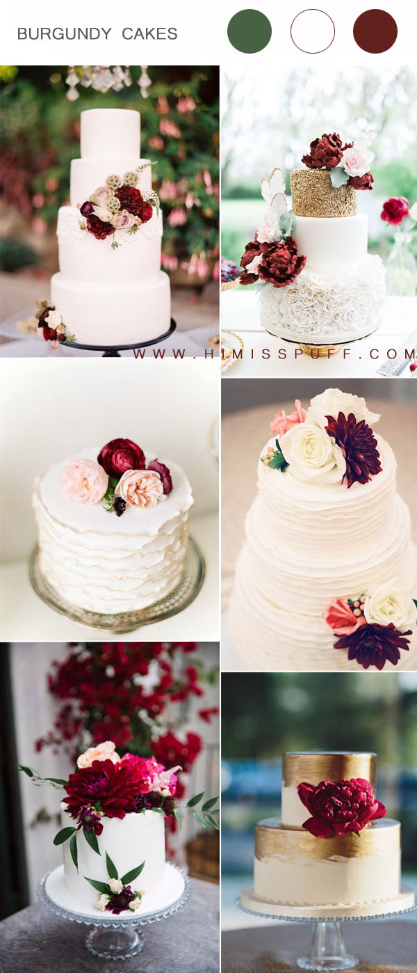 burgundy and white wedding cake ideas