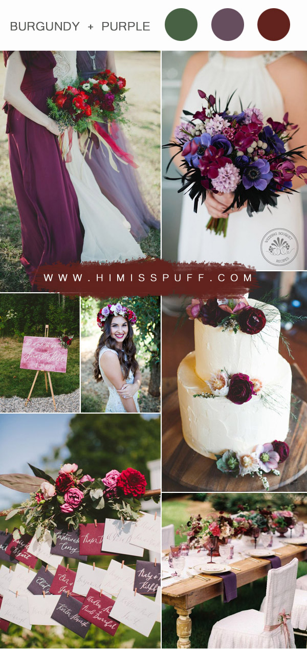 romantic burgundy and lavender wedding color inspiration