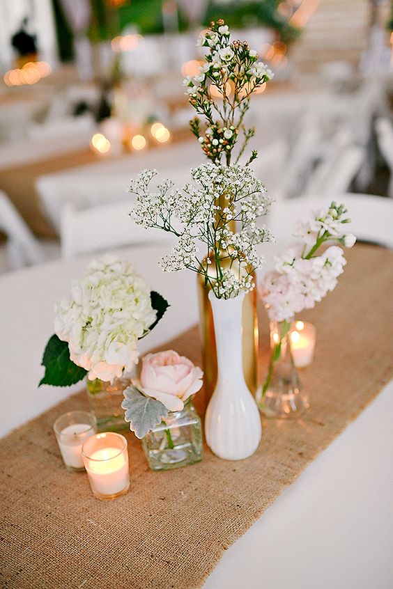 Dusty Blue Wedding Table Runner Ideas for Wedding Reception