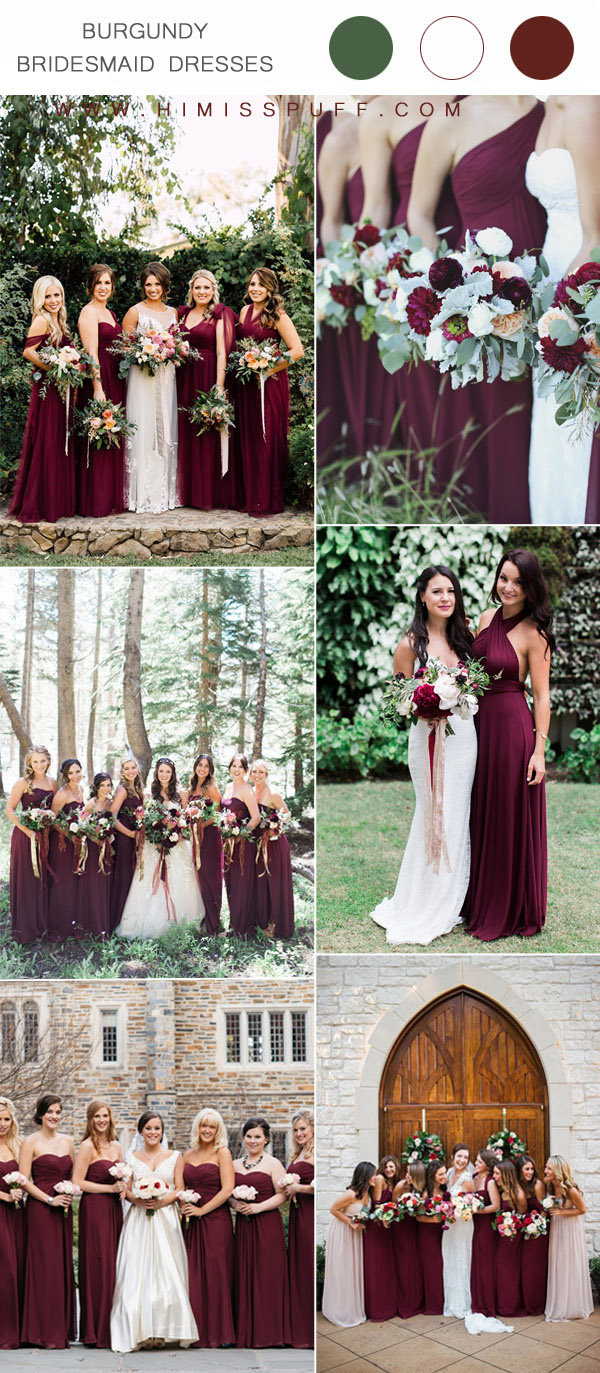 trendy burgundy bridesmaid dresses for wedding