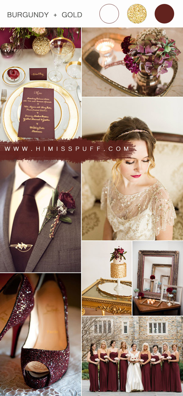 vintage burgundy and gold wedding ideas