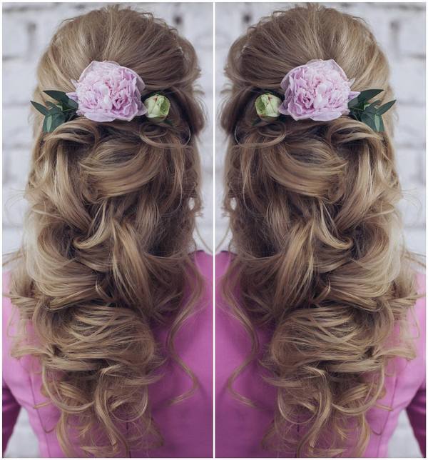 Tonya Pushkareva Long Wedding Hairstyle for Bridal 65 via tonyastylist