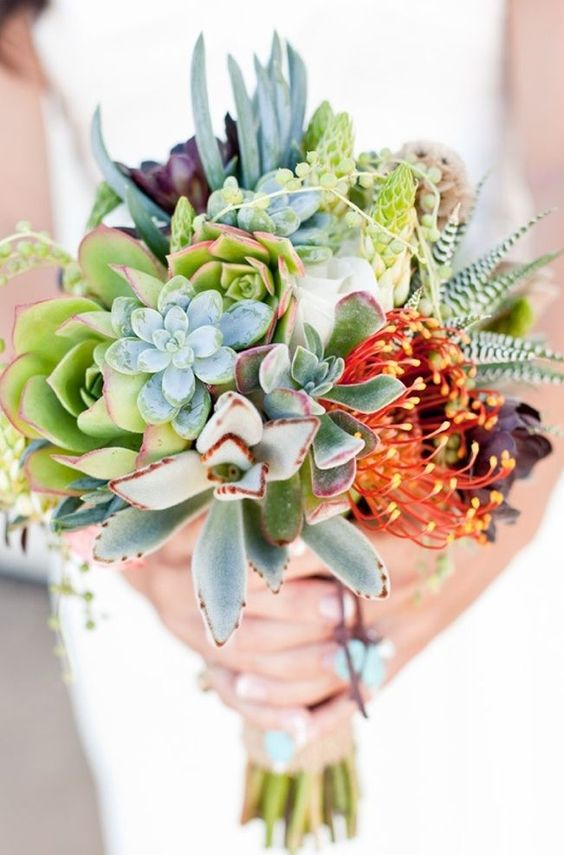 boho succulent wedding bouquets