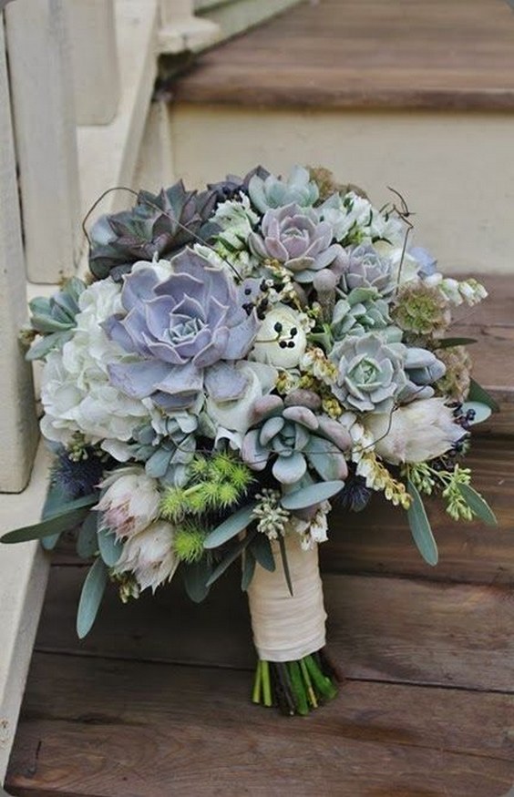 grey succulent wedding bouquets