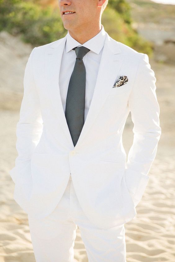 Ivory White Groom Suits 7