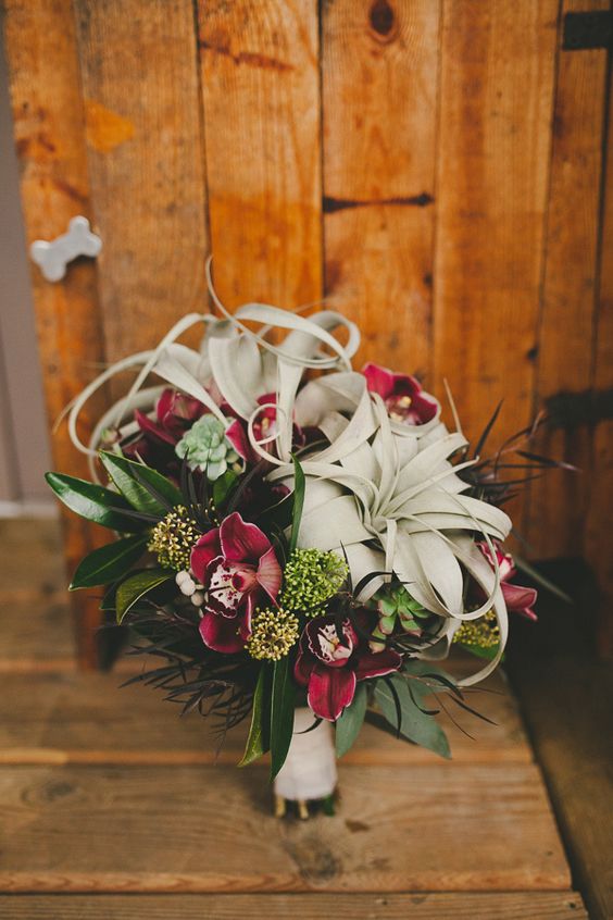 air plant bouquet photo by Shari + Mike Photographers