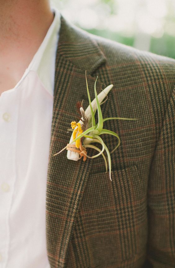 antler boutonniere photo by Colagrossi Studio