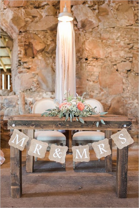 rustic sweetheart wedding table