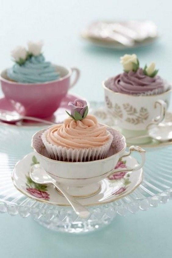 tea pastel cupcakes for bridal shower