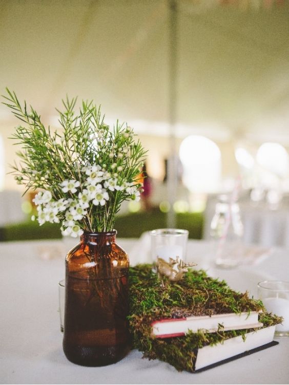 Rustic Moss Covered Books – Woodland Centerpieces