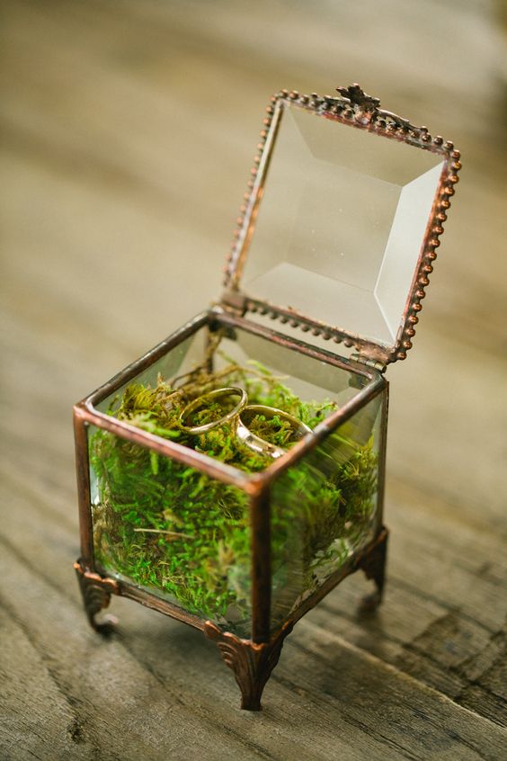 vintage moss wedding ring box via Evan Hunt Photography