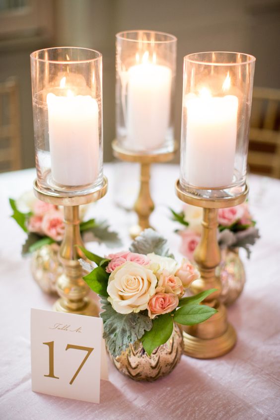 Pillar Candle Wedding Centerpiece