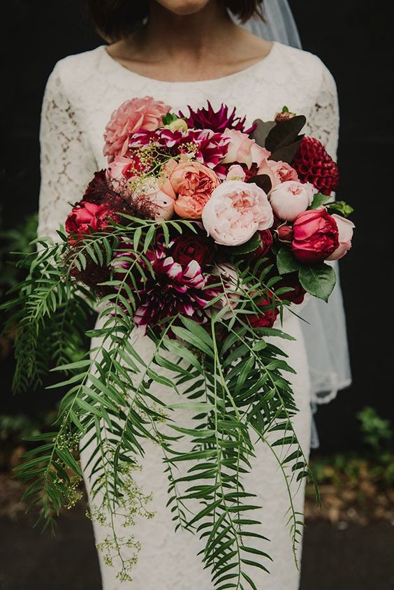 blush burgundy wedding bouquet