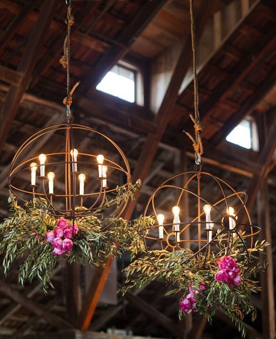 diy rustic wedding chandelier decoration ideas with lights