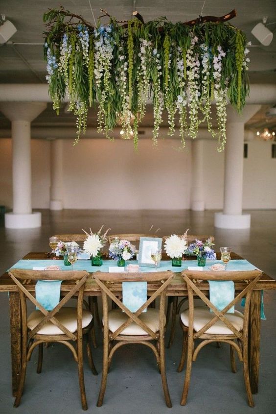 hanging flowers and stunning tablescape