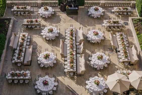 outdoor modern wedding reception layout idea